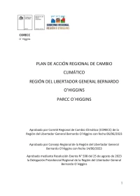 Plan de Acción de Cambio Climático Región de O´Higgins