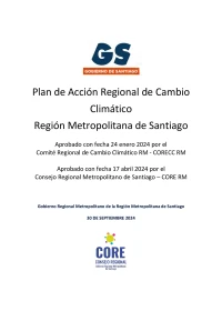 Plan de Acción Regional de Cambio Climático -  Región Metropolitana de Santiago 